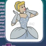 Elegant Cinderella Blowing Kiss Blonde Hair Blue Gown Embroidery Designs - Instant Download