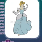 Cinderella Princess Blue Gown Magical Fairytale Embroidery Designs - Instant Download