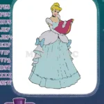 Fairy Tale Cinderella Princess Blue Gown Reading Book Embroidery Designs - Instant Download