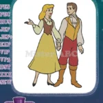 Cinderella and Prince Charming holding hands fairytale embroidery designs - Instant Download