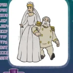 Cinderella Bride and King Walking Royal Wedding Embroidery Designs - Instant Download