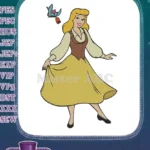 Cinderella Peasant Dress with Blue Bird Embroidery Designs - Instant Download