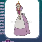 Fairytale princess character with apron and crown embroidery designs - Instant Download