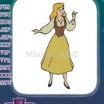 Classic Cartoon Blonde Woman Yellow Skirt Vest Embroidery Designs - Instant Download