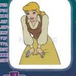 Cinderella in Servant Outfit with Blue Ring Embroidery Designs - Instant Download