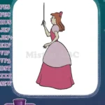 Classic animated stepsister character with pink dress embroidery designs - Instant Download