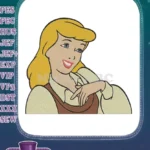 Cinderella Blonde Hair Blue Eyes Smiling Servant Dress Embroidery Designs - Instant Download