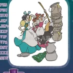 Angry stepsisters fighting cat with broom and dirty pots embroidery designs - Instant Download