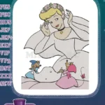 Cinderella Wedding Bride with Jaq Gus Mice embroidery designs - Instant Download