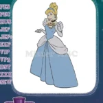 Cinderella Princess with Mice Teacup Blue Gown Embroidery Designs - Instant Download