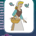 Cinderella with birds and mouse embroidery designs for children - Instant Download