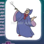 Blue Hooded Fairy Godmother with Magic Wand Embroidery Designs - Instant Download