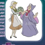 Sweet Cinderella giving flowers to Fairy Godmother fairytale embroidery designs - Instant Download