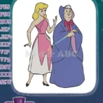 Classic Cinderella and Fairy Godmother magical wish embroidery designs - Instant Download