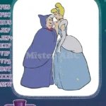 Cinderella and Fairy Godmother Magical Dress Transformation Scene Embroidery Designs - Instant Download