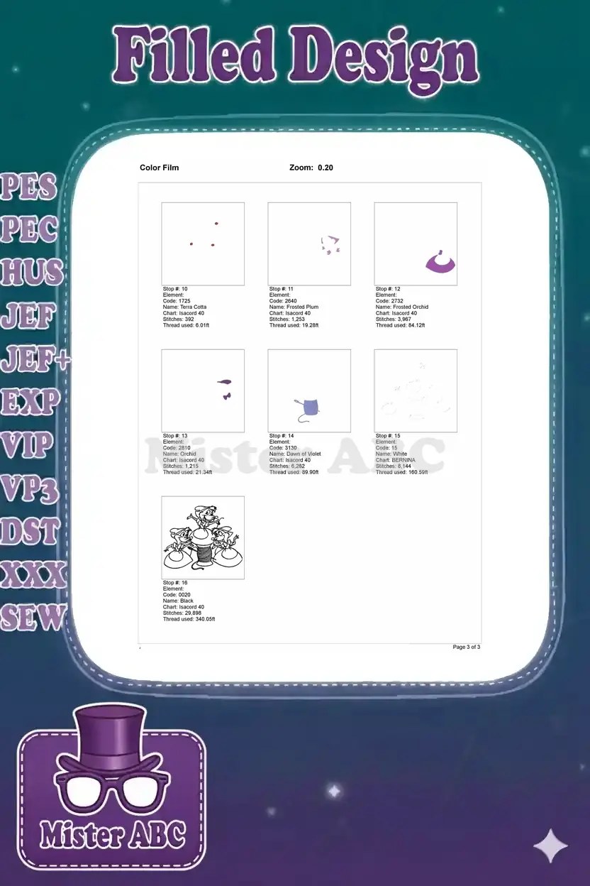 Part two of the color film sequence, depicting the remaining stitch-out steps and final details of the embroidery design.