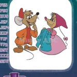 Cinderella Gus and Jaq mice helping with tailoring embroidery designs - Instant Download