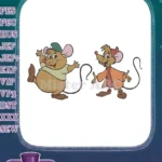 Cinderella Gus and Jaq happy mice embroidery designs - Instant Download