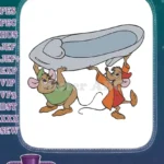 Fairy tale mice Gus Jaq carrying Cinderella's glass slipper embroidery designs - Instant Download