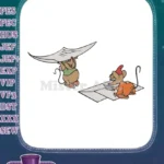 Playful Cinderella Jaq and Gus Mice with Paper Embroidery Designs - Instant Download