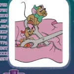 Cinderella mice Jaq Gus cutting pink fabric embroidery designs - Instant Download