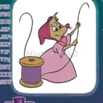 Cinderella Gus Mouse Pink Dress Sewing Embroidery Designs - Instant Download