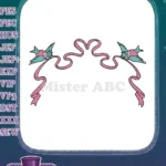 Charming blue birds holding decorative pink ribbon embroidery designs - Instant Download