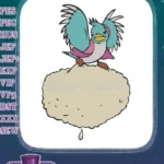 Cute Blue Bird Spreading Wings Weeping Cloud Embroidery Designs - Instant Download