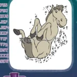 Playful Cartoon Horse Rolling Sparkling Embroidery Designs - Instant Download