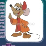 Cinderella Jaq mouse cartoon thumbs up embroidery designs - Instant Download