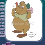 Happy Gus Gus Cinderella mouse flexing muscles embroidery designs - Instant Download