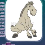 Friendly cartoon sitting horse embroidery designs for animal lovers - Instant Download