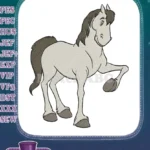 Playful Light Gray Cartoon Horse Prancing Embroidery Designs - Instant Download