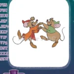 Cinderella's Jaq and Gus happy dancing mice embroidery designs - Instant Download