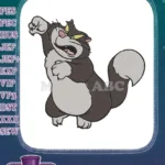 Funny fluffy black and white cartoon cat embroidery designs - Instant Download