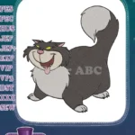 Smiling Mischievous Cartoon Cat with Tongue Out Embroidery Designs - Instant Download