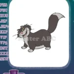 Mischievous Smiling Black and White Cartoon Cat Embroidery Designs - Instant Download