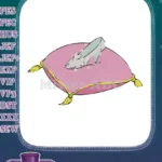 Cinderella's Glass Slipper on Pink Pillow Embroidery Designs - Instant Download