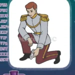 Prince Charming holding glass slipper fairy tale embroidery designs - Instant Download