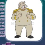 Jovial Cartoon General with White Mustache Embroidery Designs - Instant Download
