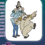 Vintage cartoon military general pointing and surprised officer embroidery designs - Instant Download