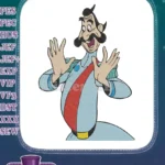 Expressive vintage cartoon character mustache officer embroidery designs - Instant Download