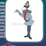 Vintage Cartoon Gentleman Officer with Monocle Pointing Embroidery Designs - Instant Download