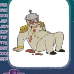 Wounded Cartoon Soldier Officer Embroidery Designs with Helmet and Bloodstains - Instant Download