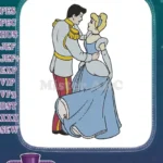 Enchanted Cinderella and Prince Charming fairytale romance embroidery designs - Instant Download