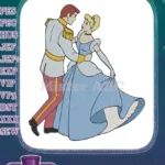 Cinderella and Prince Charming Romantic Dancing Embroidery Designs - Instant Download