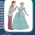 Cinderella and Prince Charming Romantic Hand Kiss Embroidery Designs - Instant Download