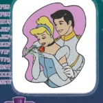 Cinderella and Prince Charming romantic rose embroidery designs - Instant Download