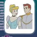 Cinderella and Prince Charming fairytale couple embroidery designs - Instant Download