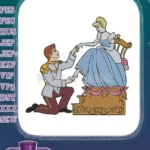 Cinderella and Prince Charming Glass Slipper Royal Fairytale Embroidery Designs - Instant Download